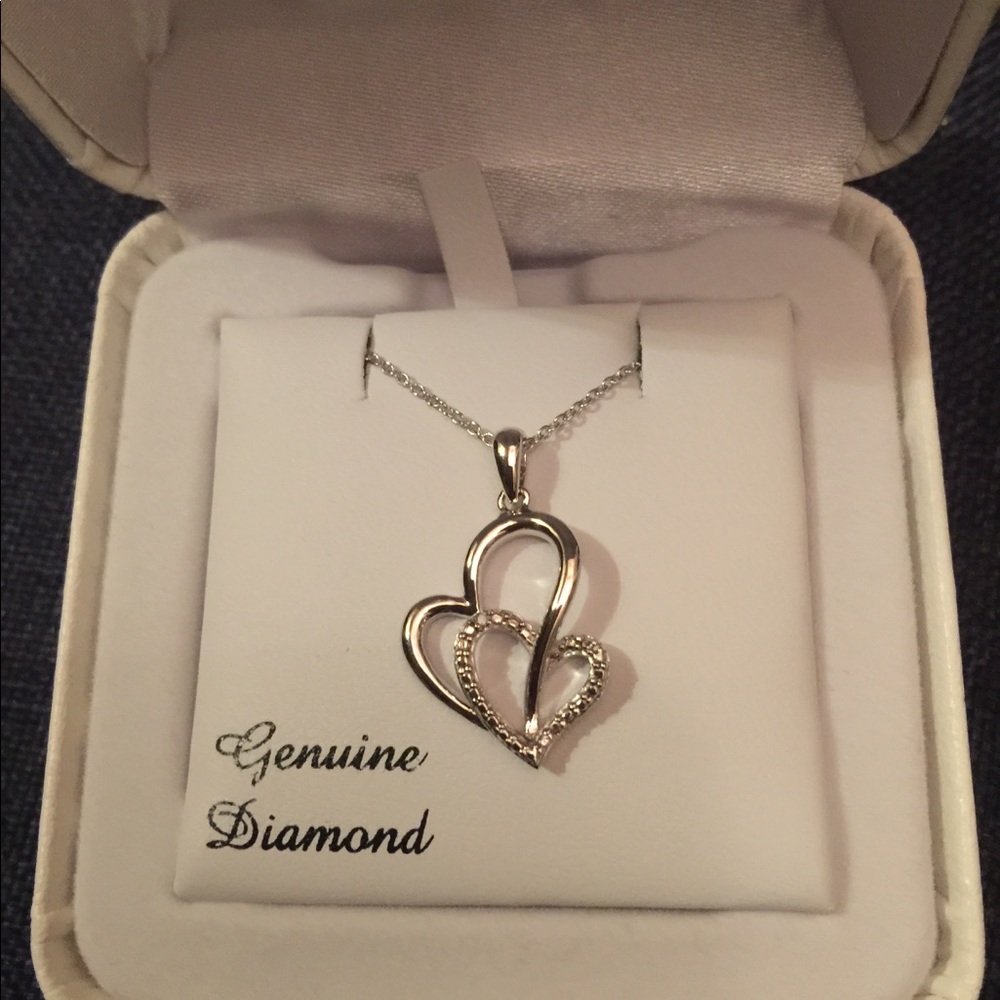 $70 Mother’s Day 2 hearts forever diamond necklace